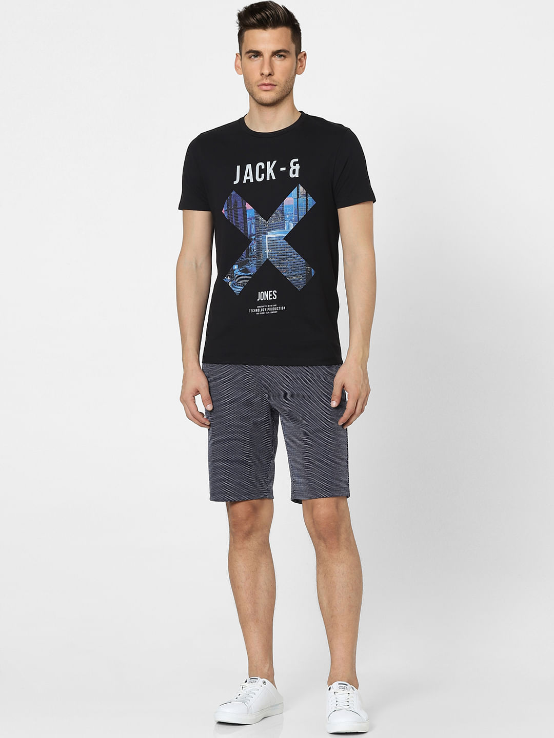 Black Graphic Print Crew Neck T-shirt