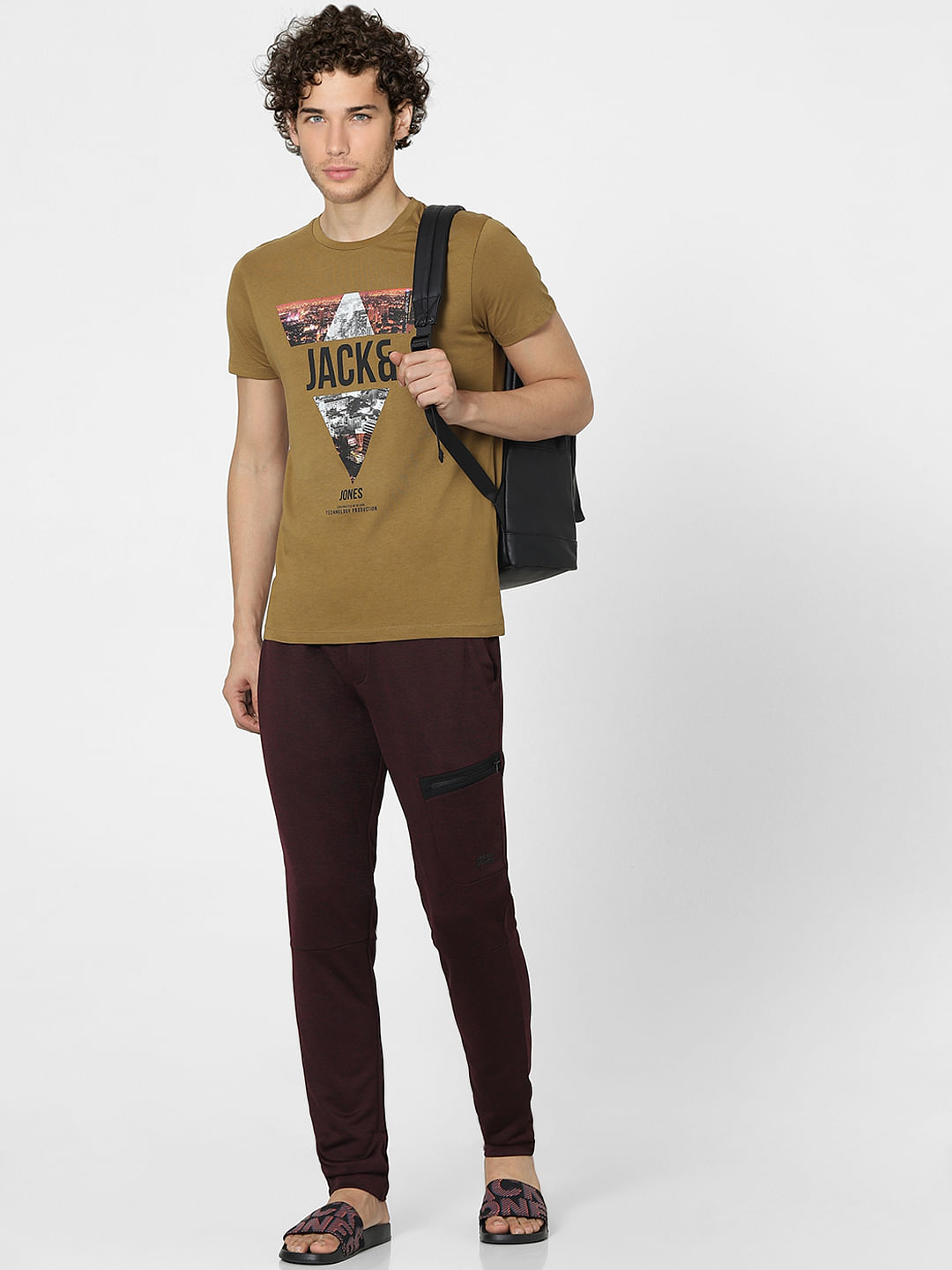 Brown Graphic Print Crew Neck T-shirt