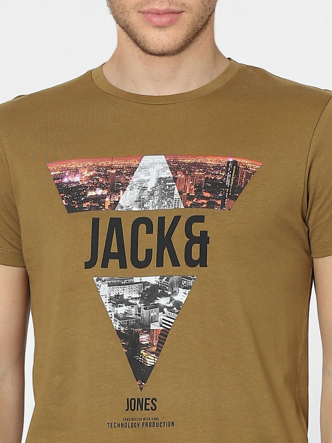 Brown Graphic Print Crew Neck T-shirt