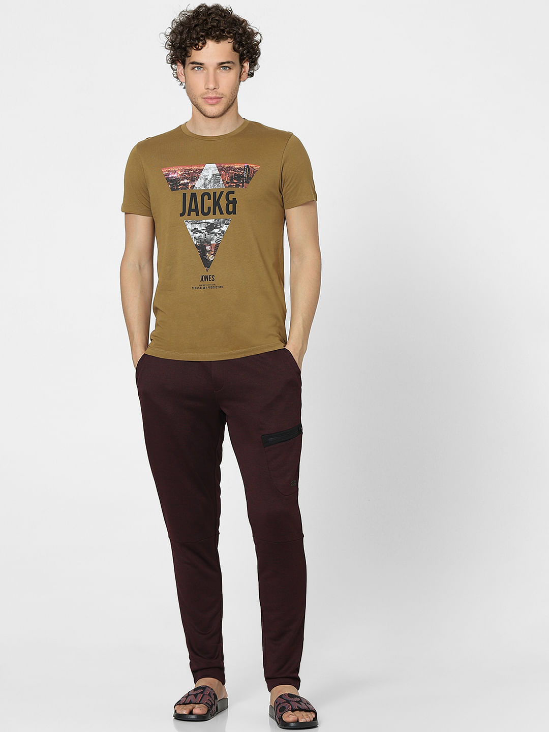Brown Graphic Print Crew Neck T-shirt