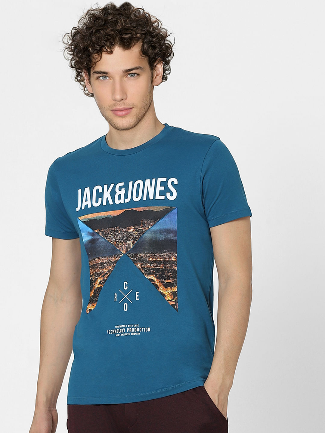 Blue Graphic Print Crew Neck T-shirt