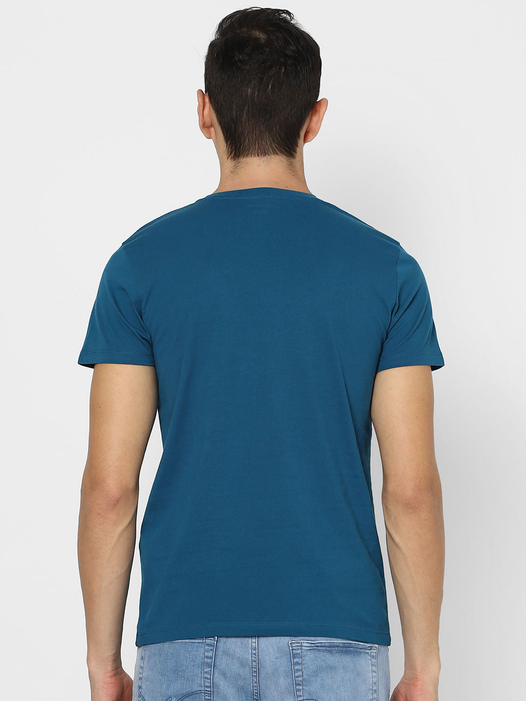 Blue Graphic Print Crew Neck T-shirt