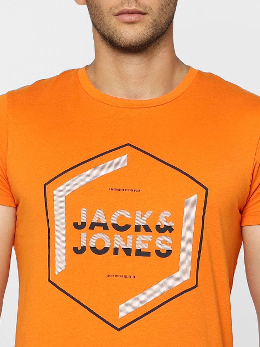 Orange Graphic Print Crew Neck T-shirt