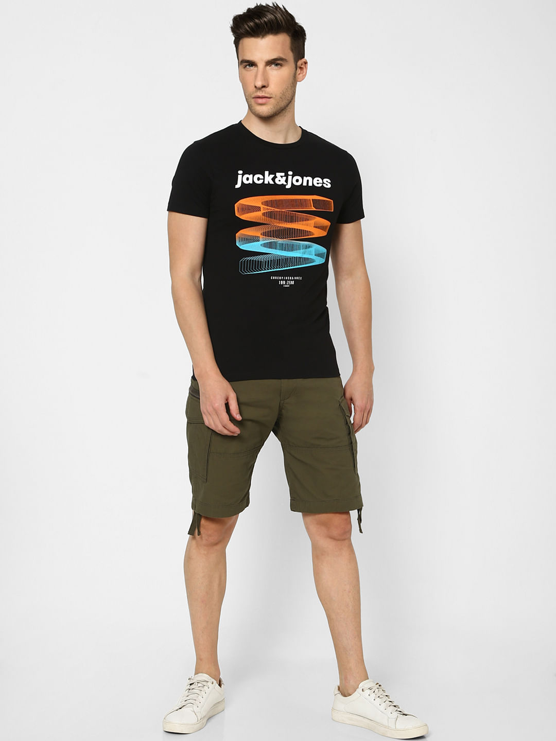 Black Graphic Print Crew Neck T-shirt - S