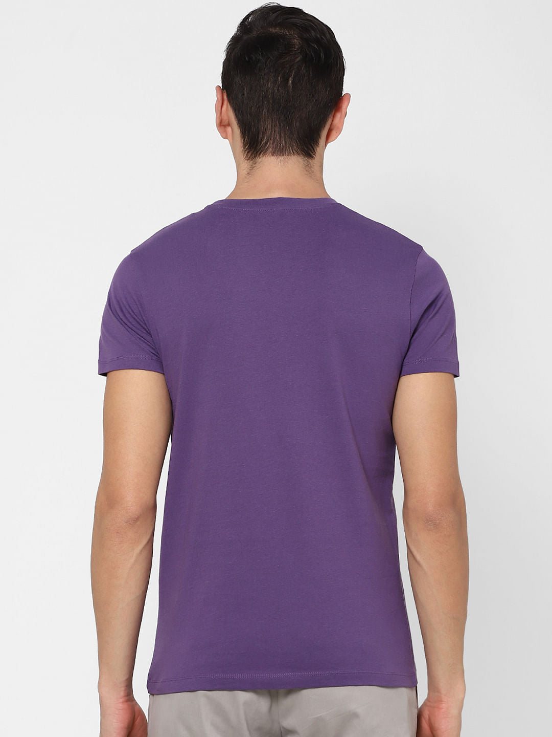 Purple Graphic Print Crew Neck T-shirt
