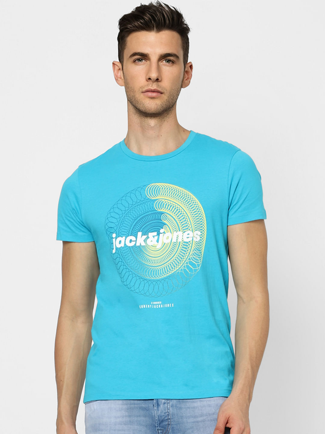 Blue Graphic Print Crew Neck T-shirt