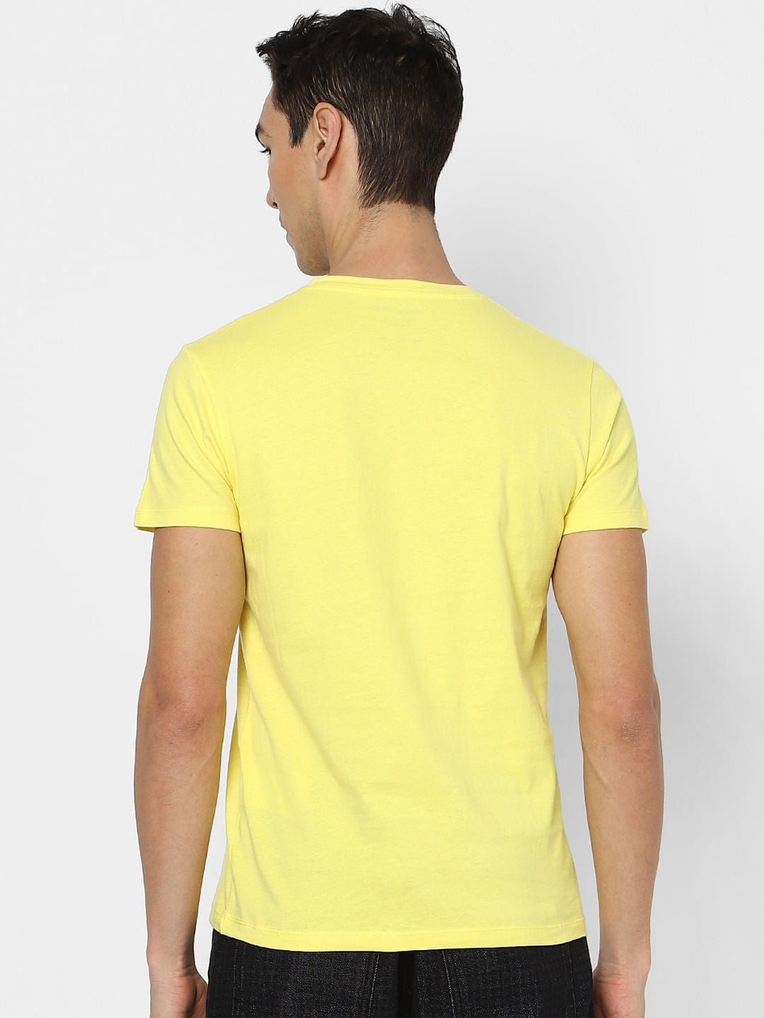 Yellow Logo Print Crew Neck T-shirt