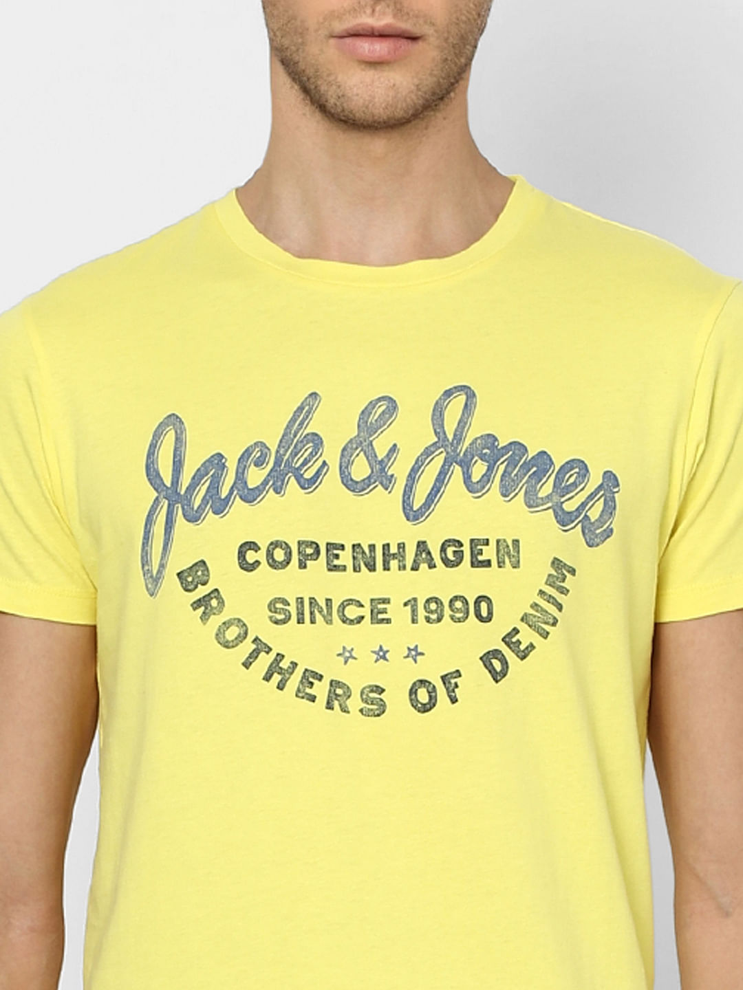 Yellow Logo Print Crew Neck T-shirt