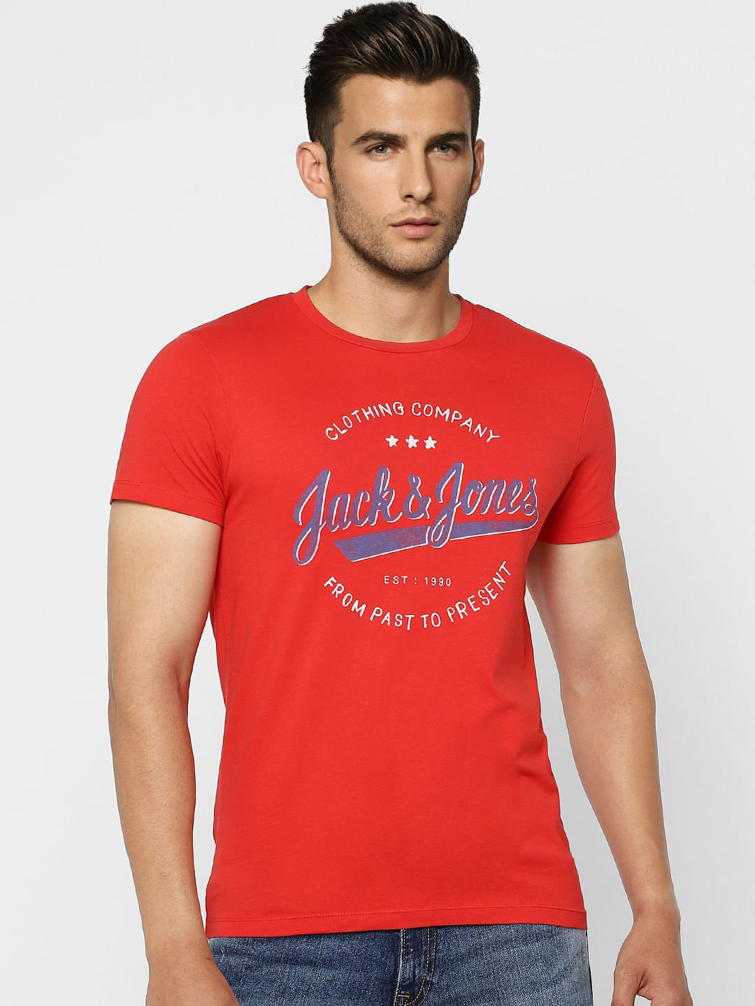 Red Logo Print Crew Neck T-shirt