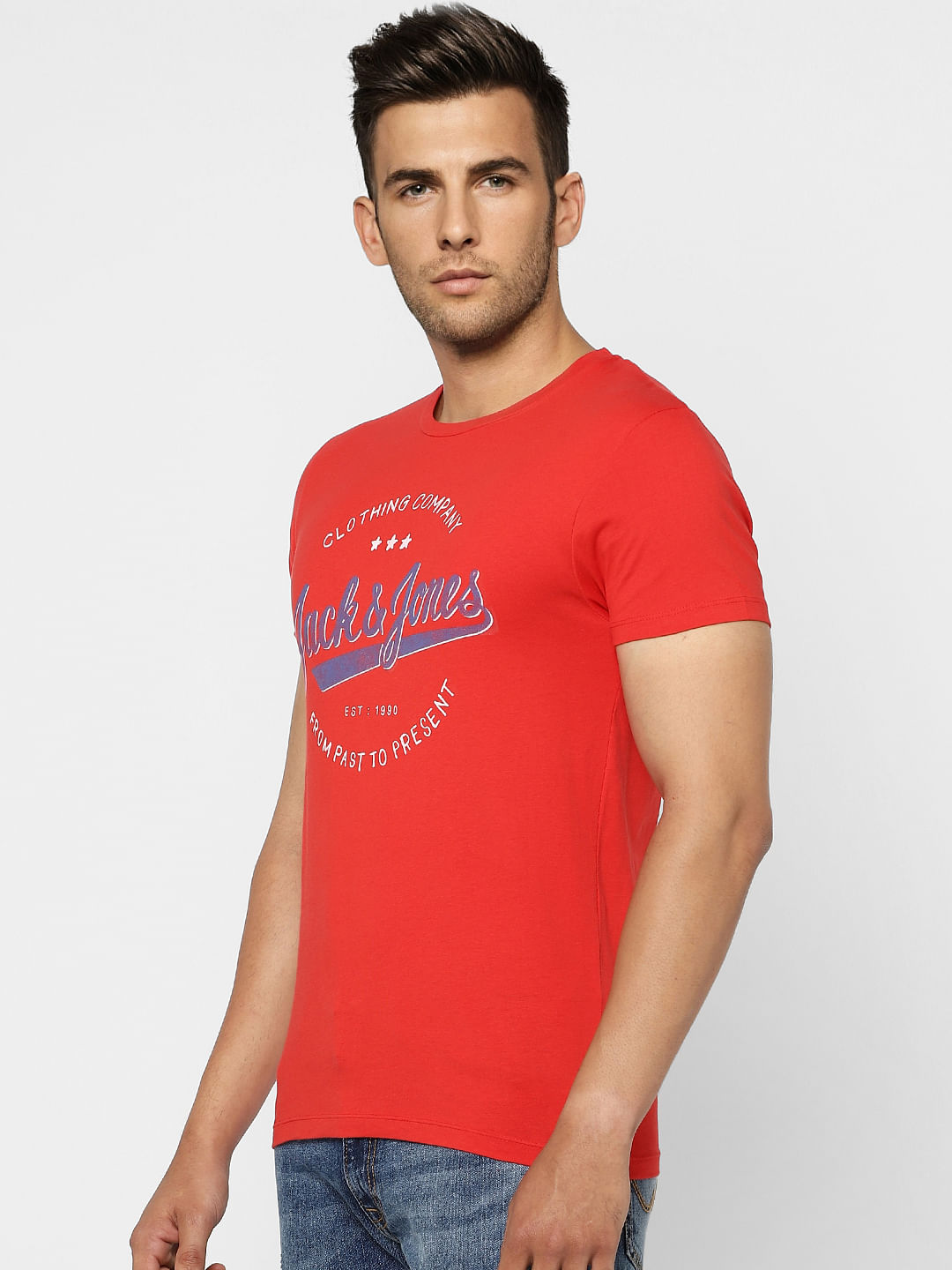 Red Logo Print Crew Neck T-shirt