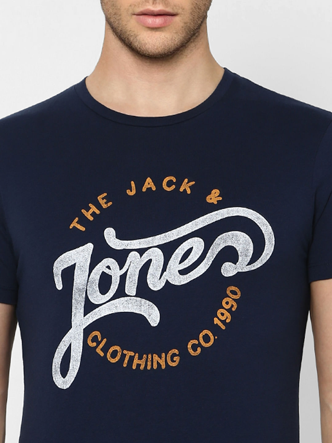 Blue Logo Print Crew Neck T-shirt