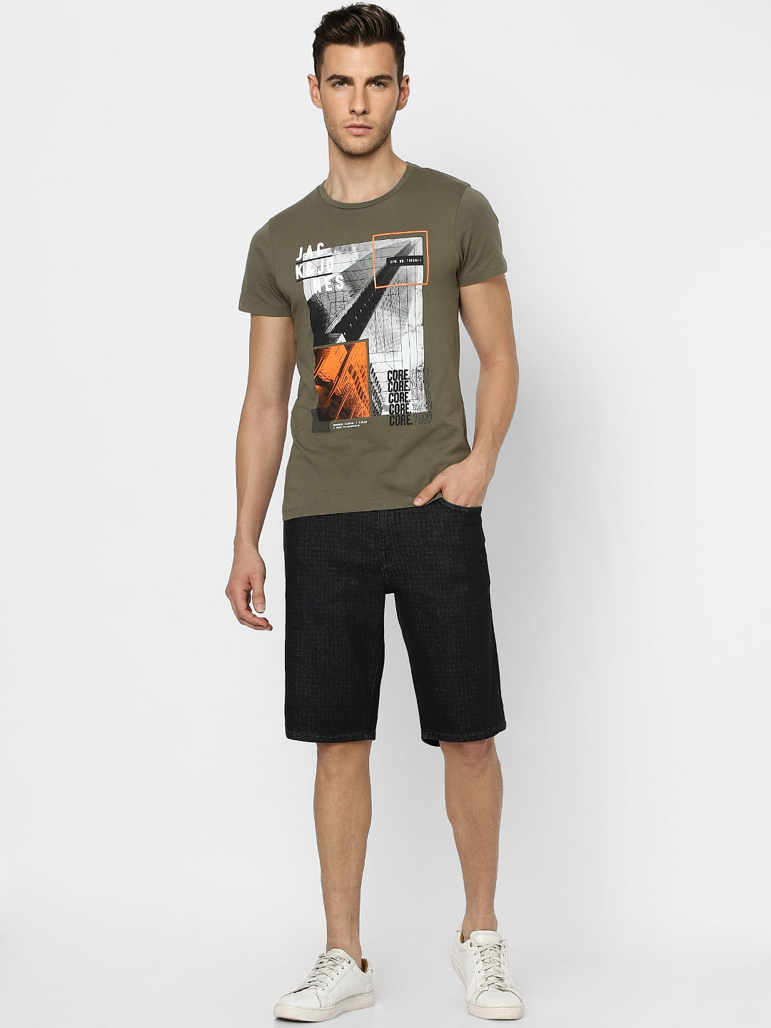 Green Graphic Print Crew Neck T-shirt - S