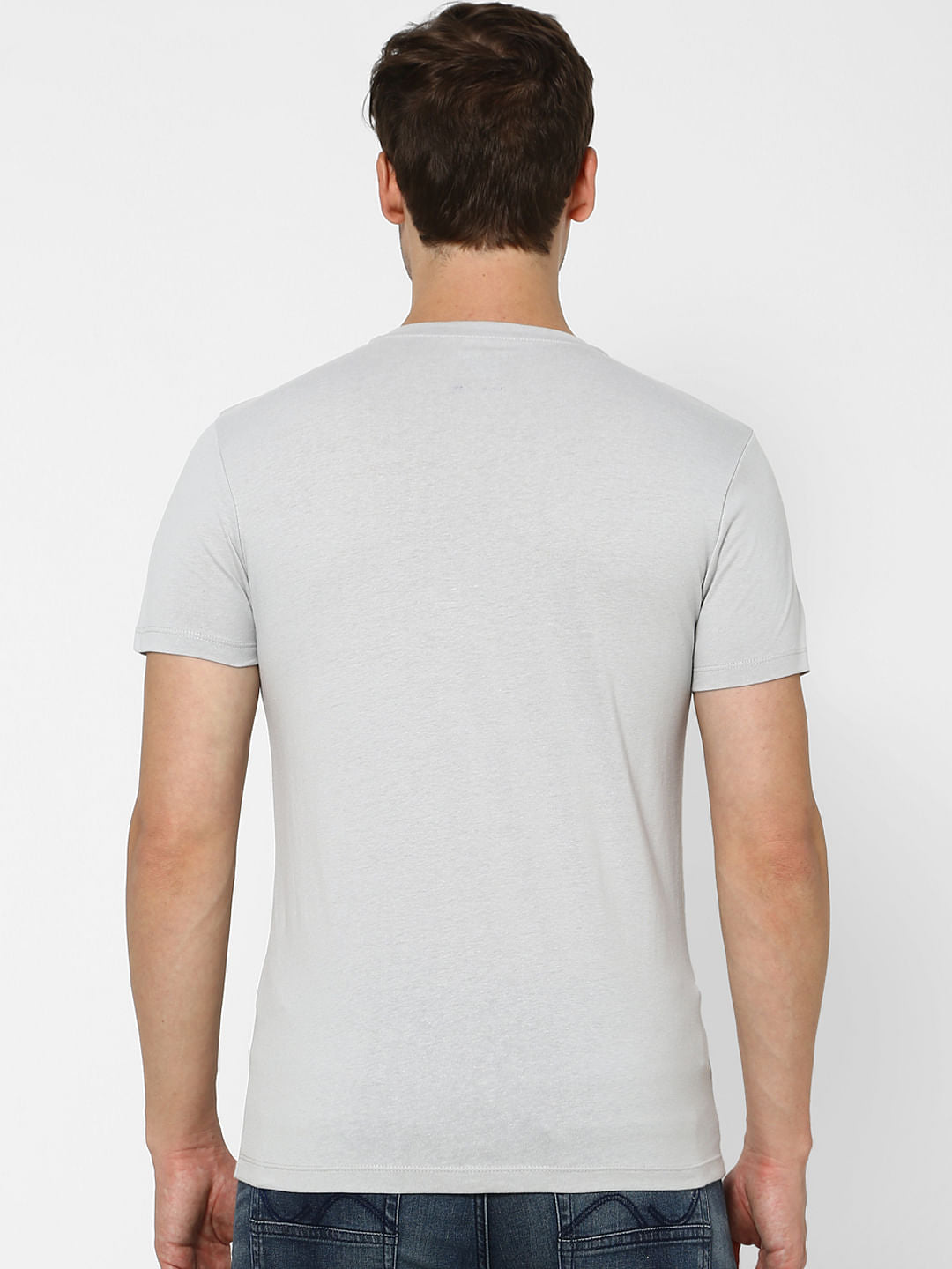 Grey Graphic Print Crew Neck T-shirt
