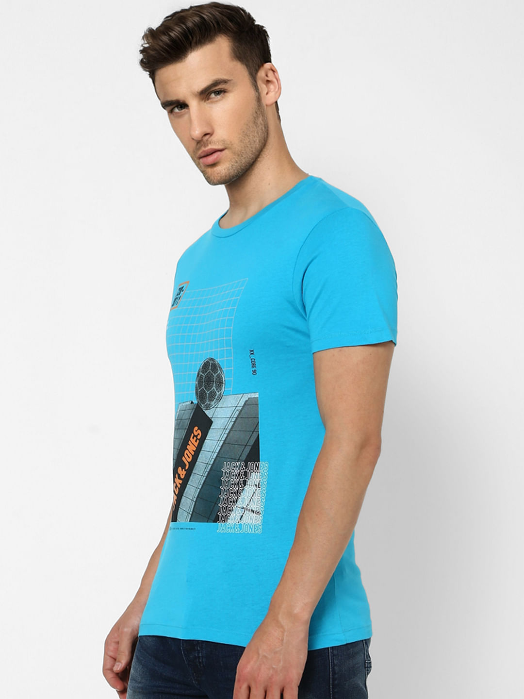 Blue Graphic Print Crew Neck T-shirt