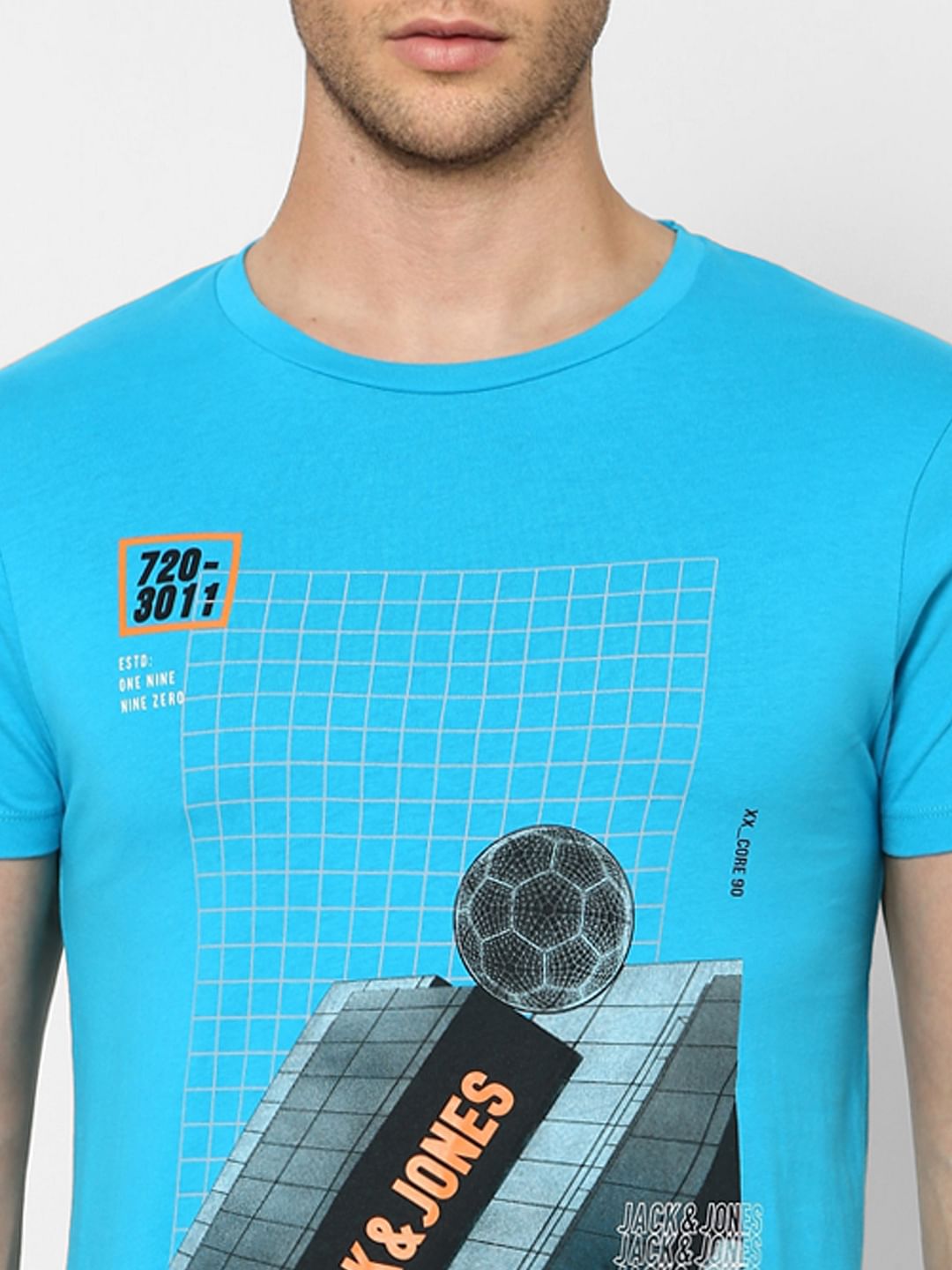 Blue Graphic Print Crew Neck T-shirt