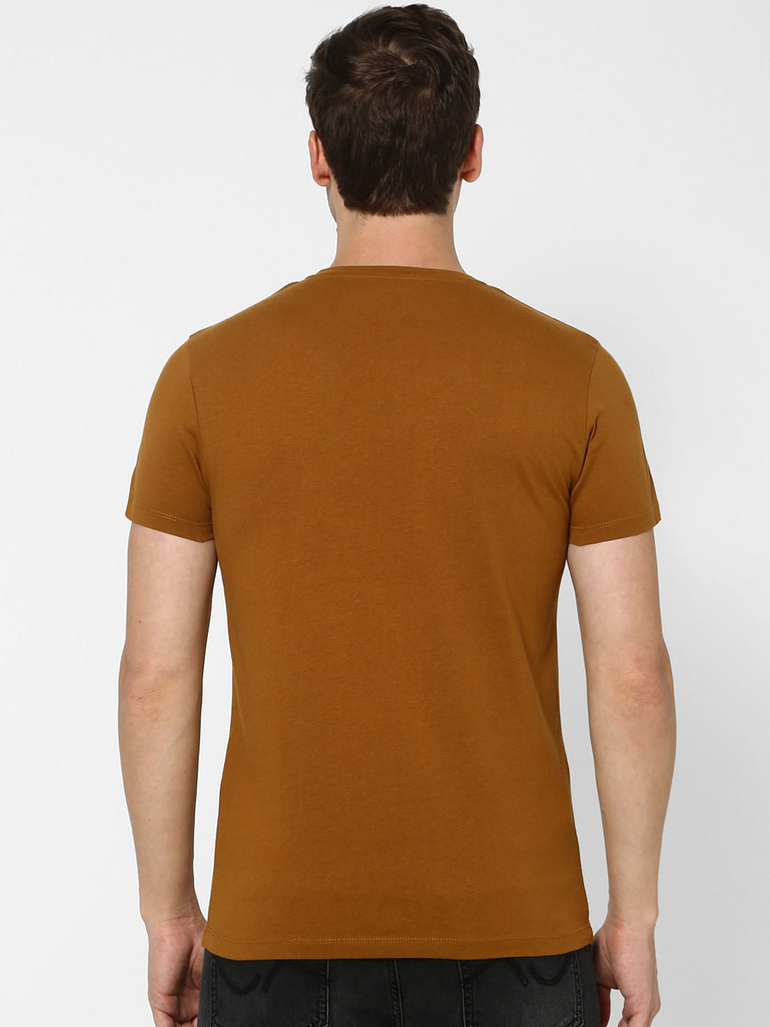 Brown Logo Print Crew Neck T-shirt