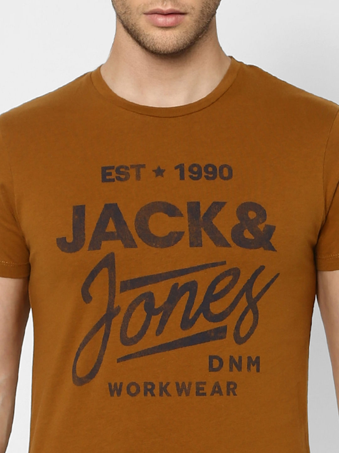 Brown Logo Print Crew Neck T-shirt