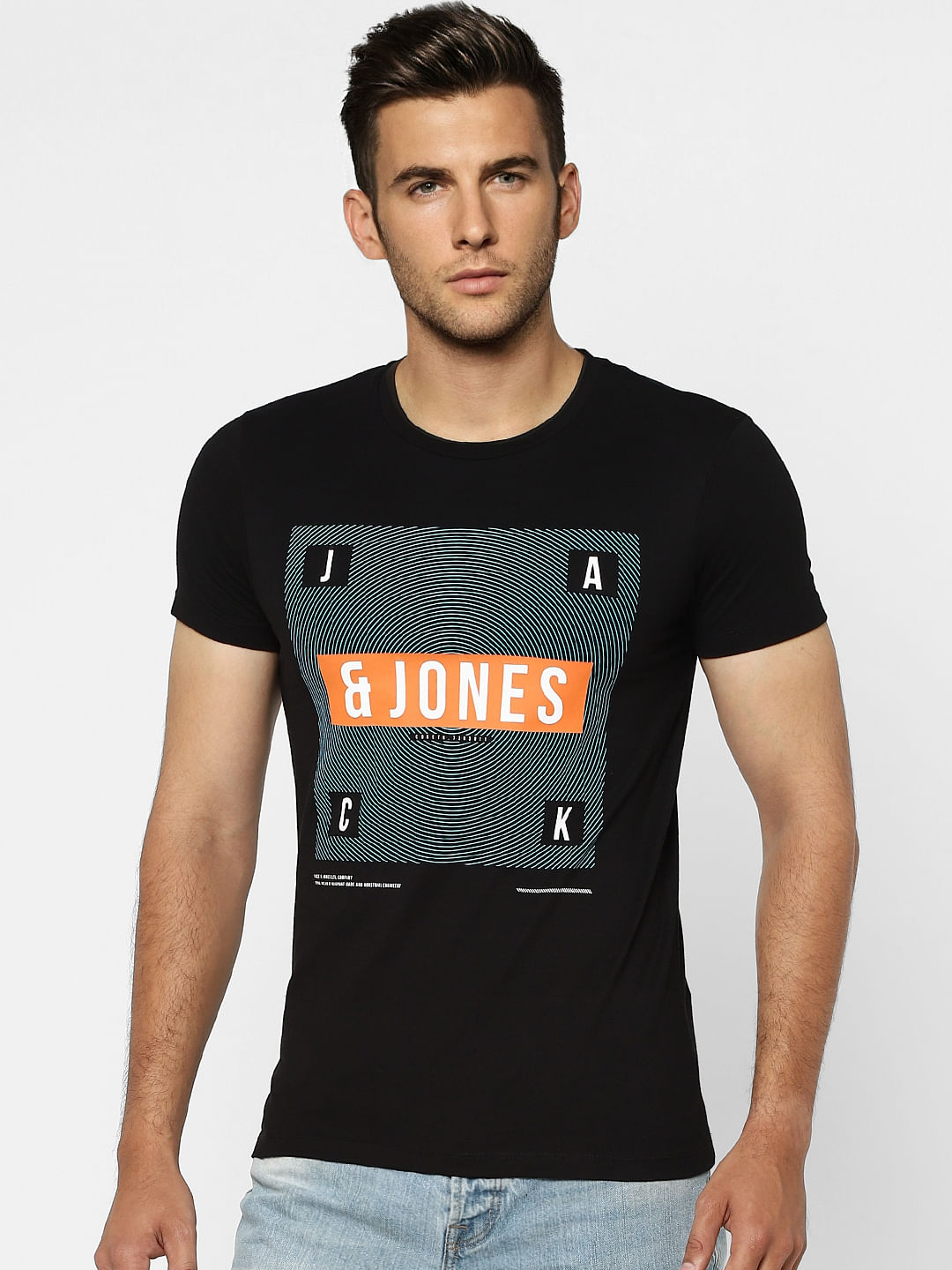 Black Graphic Print Crew Neck T-shirt