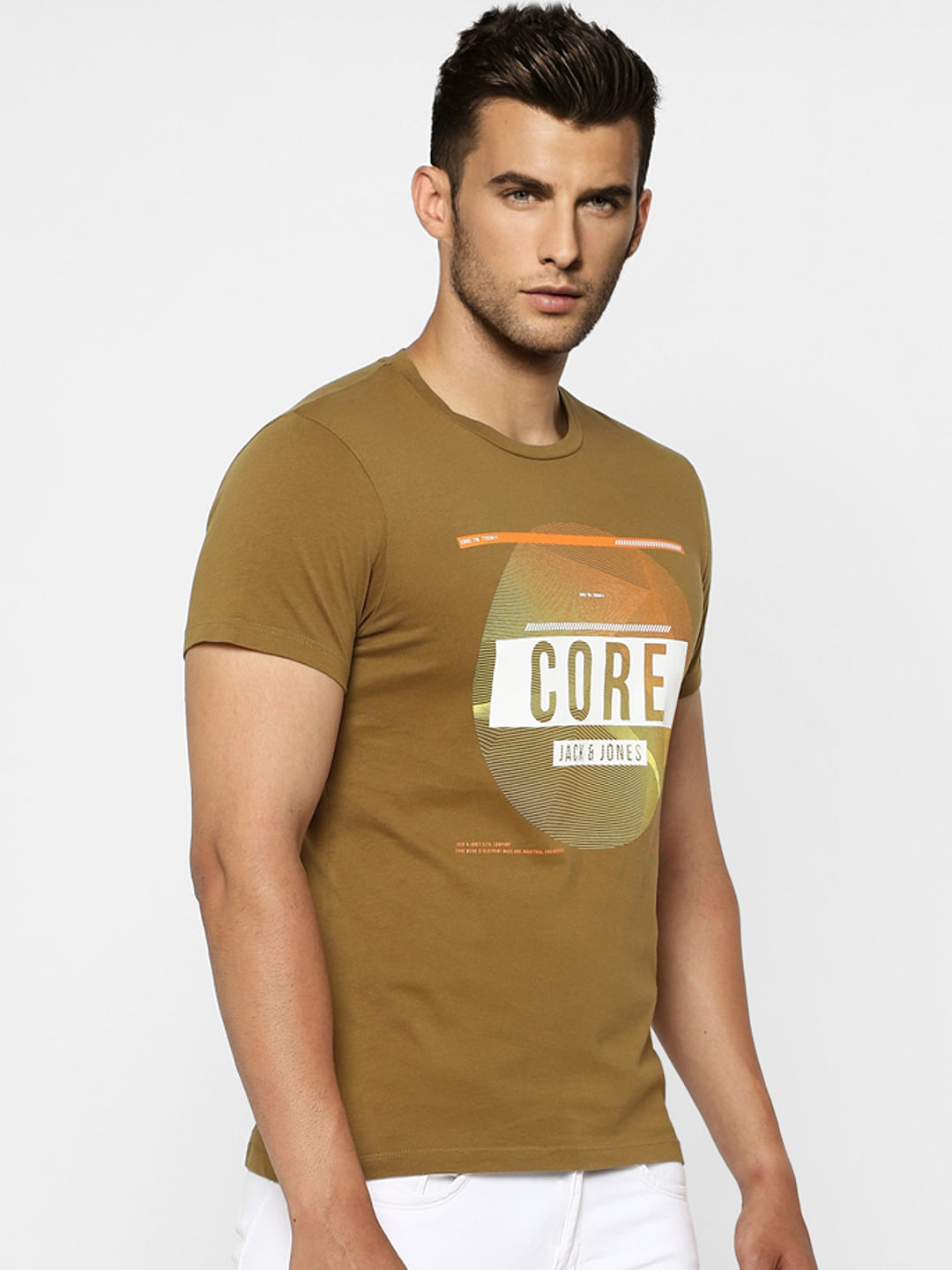 Brown Graphic Print Crew Neck T-shirt