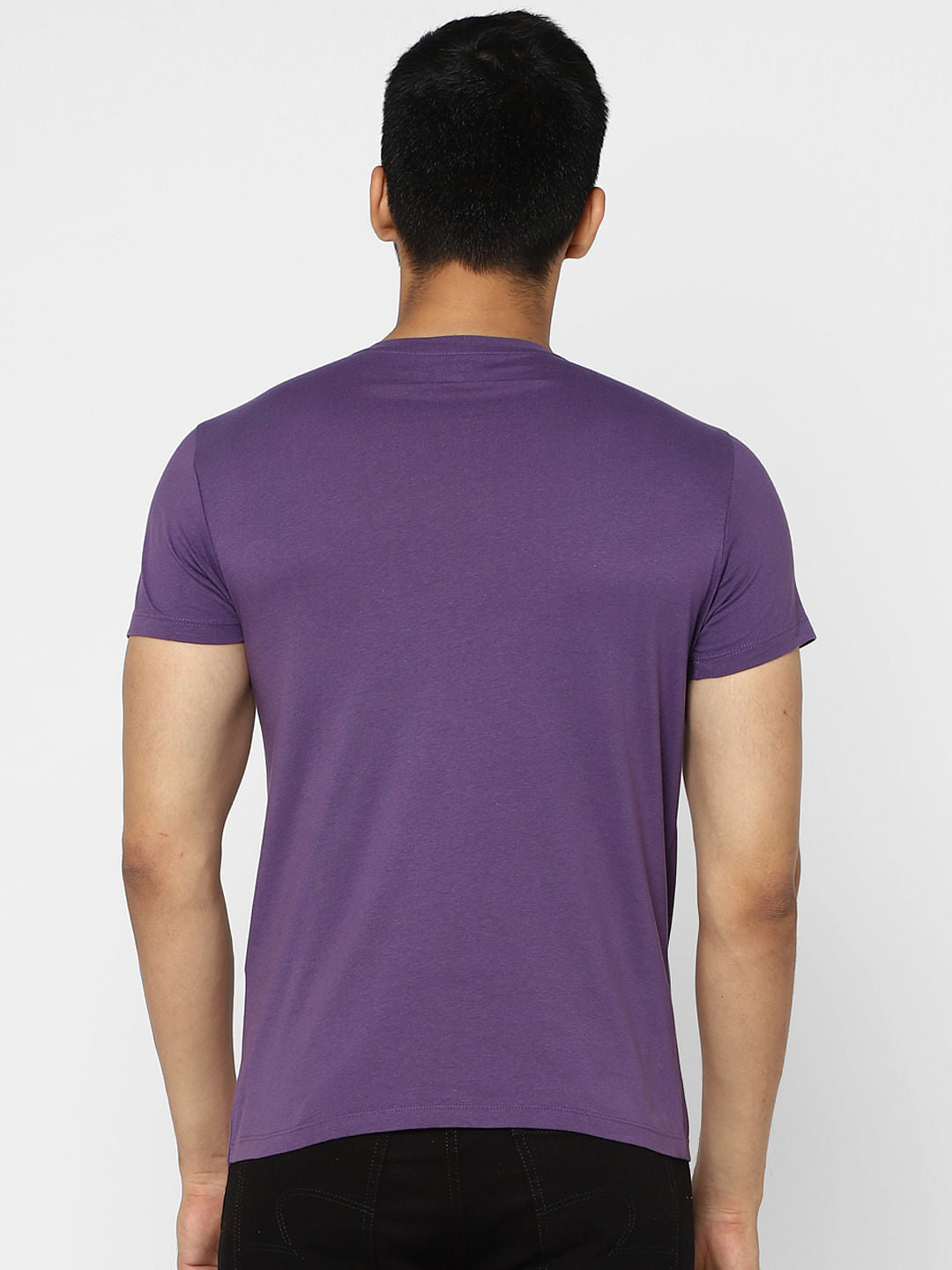 Purple Graphic Print Crew Neck T-shirt