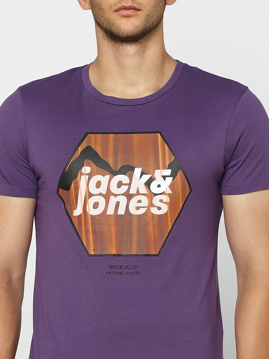 Purple Graphic Print Crew Neck T-shirt