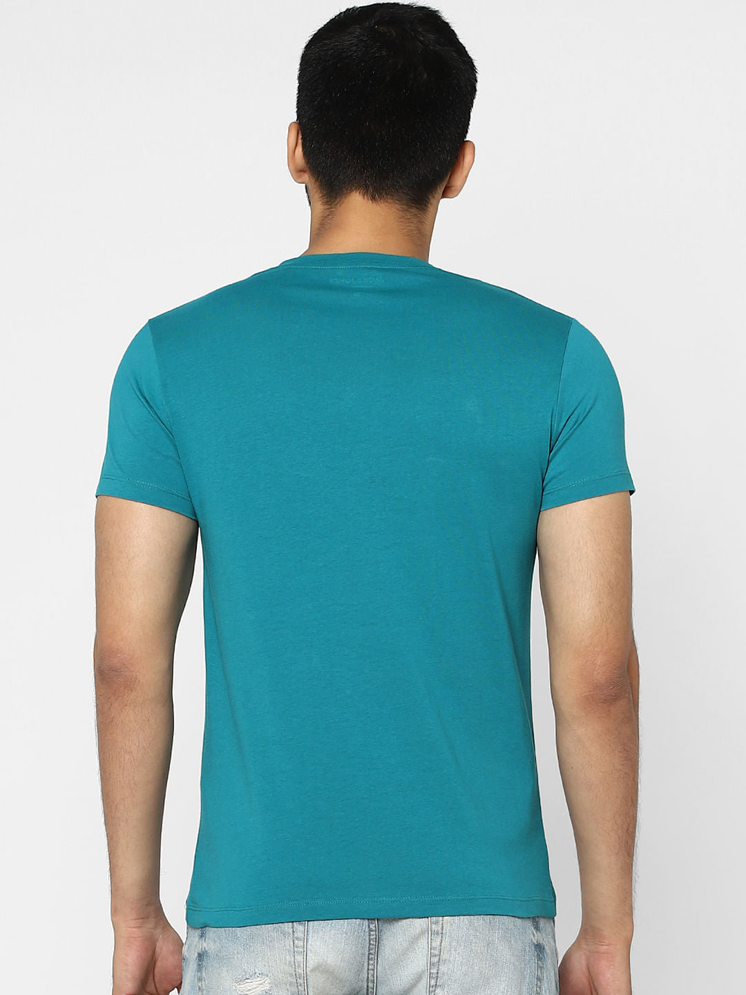 Blue Logo Print Crew Neck T-shirt
