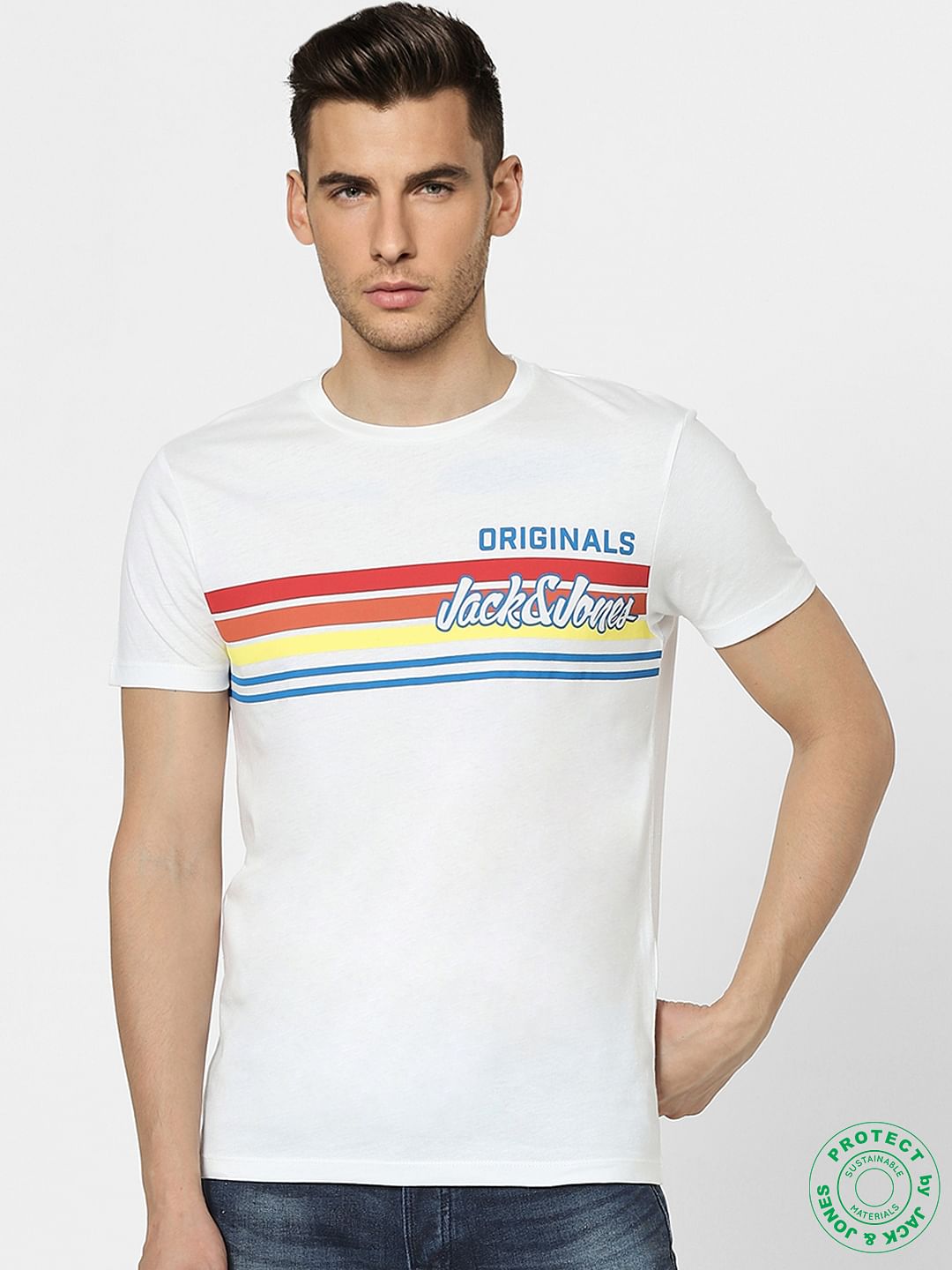 White Graphic Print Crew Neck T-shirt