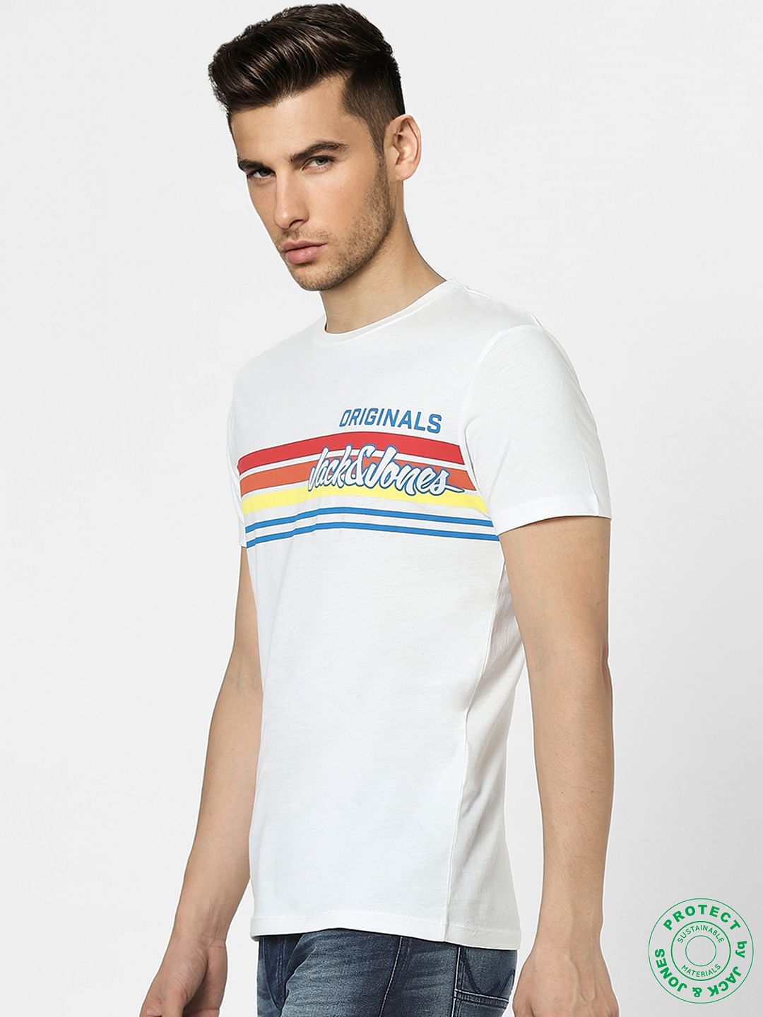 White Graphic Print Crew Neck T-shirt