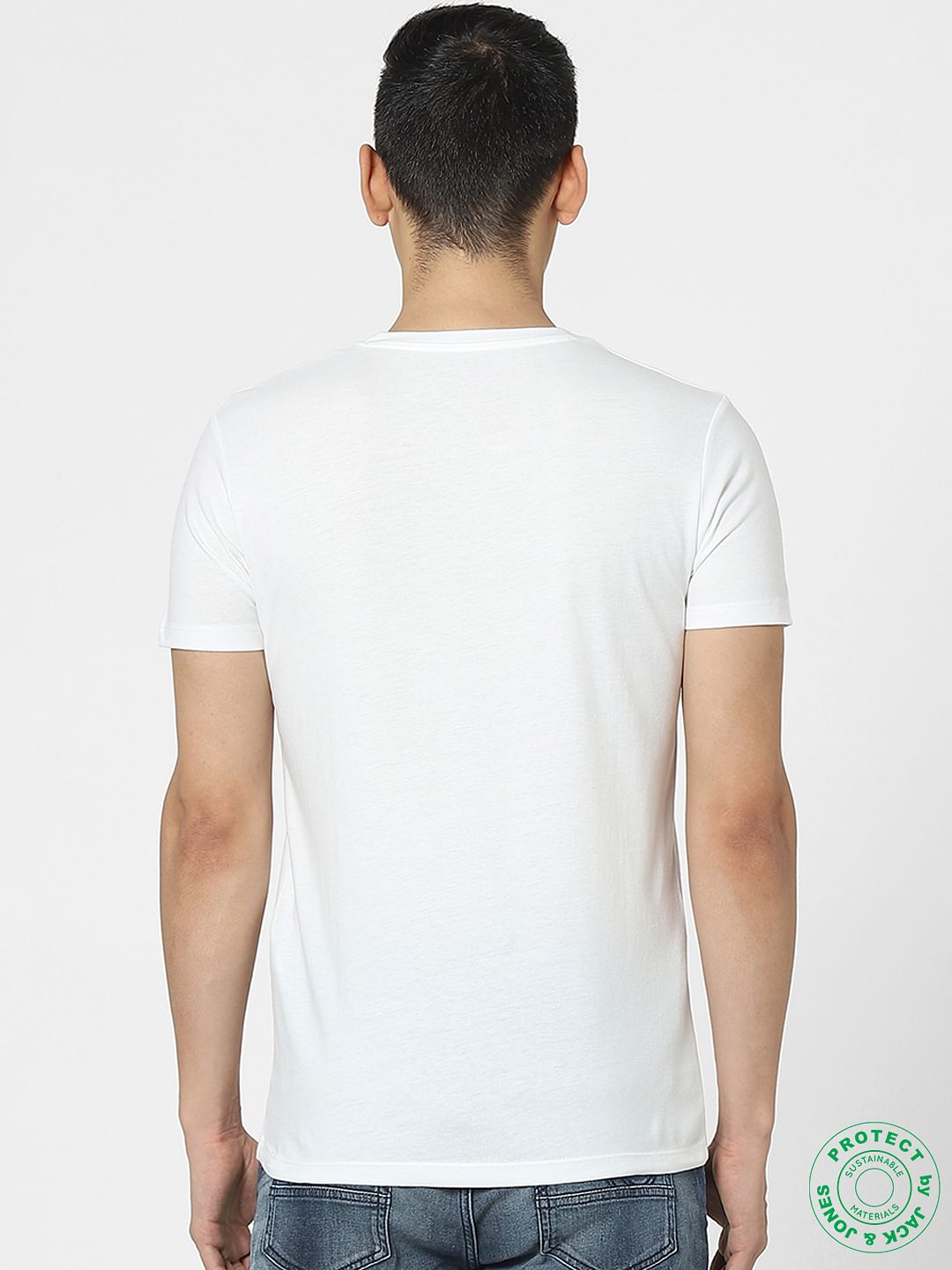 White Graphic Print Crew Neck T-shirt