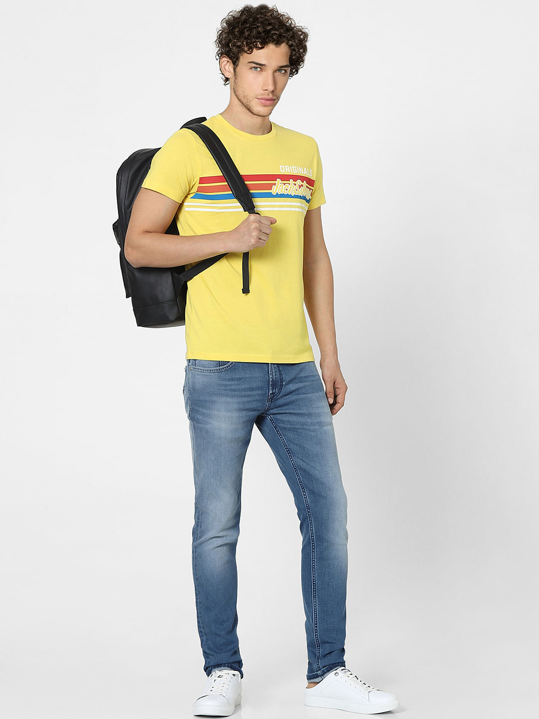 Yellow Graphic Print Crew Neck T-shirt