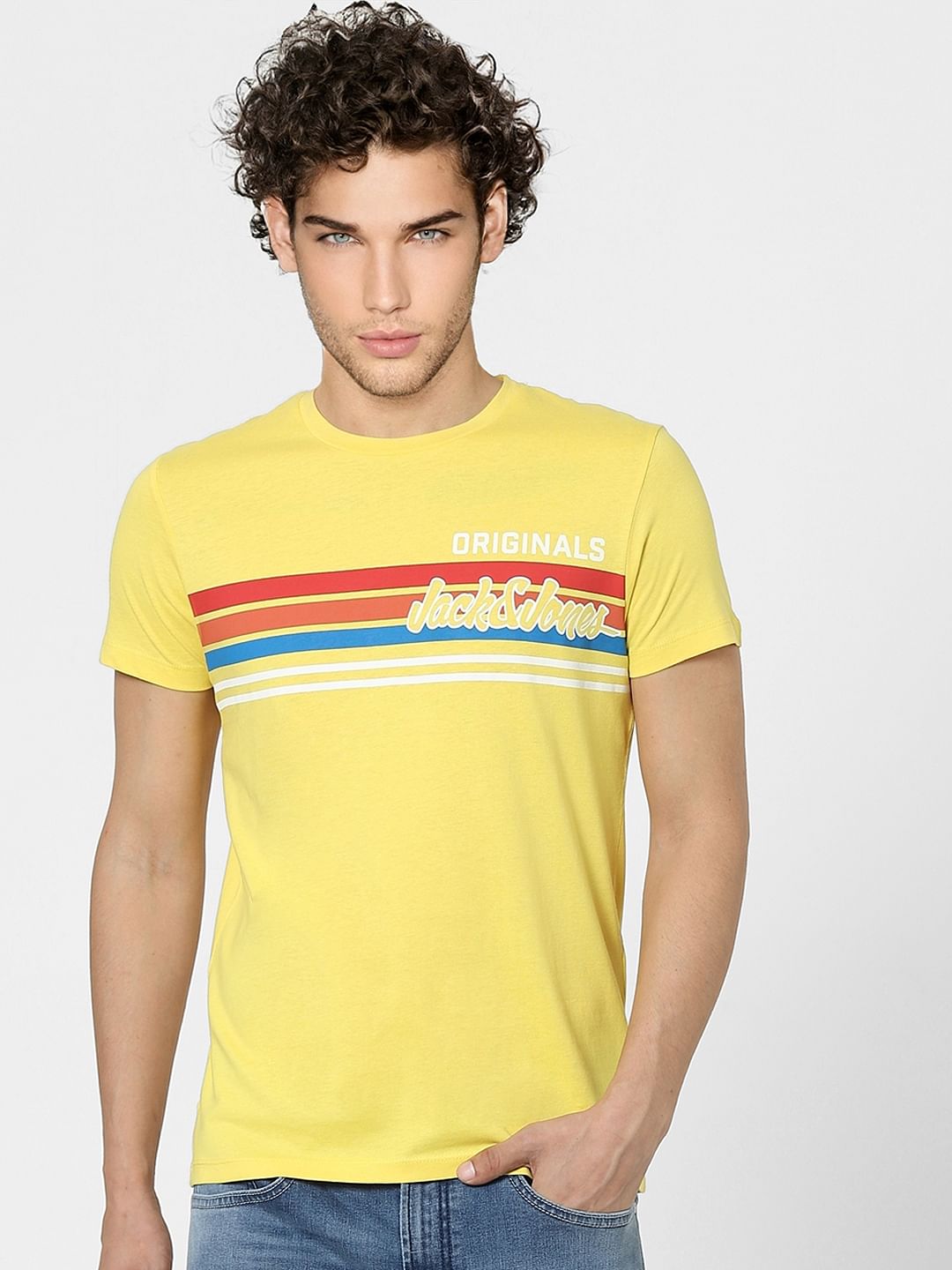 Yellow Graphic Print Crew Neck T-shirt
