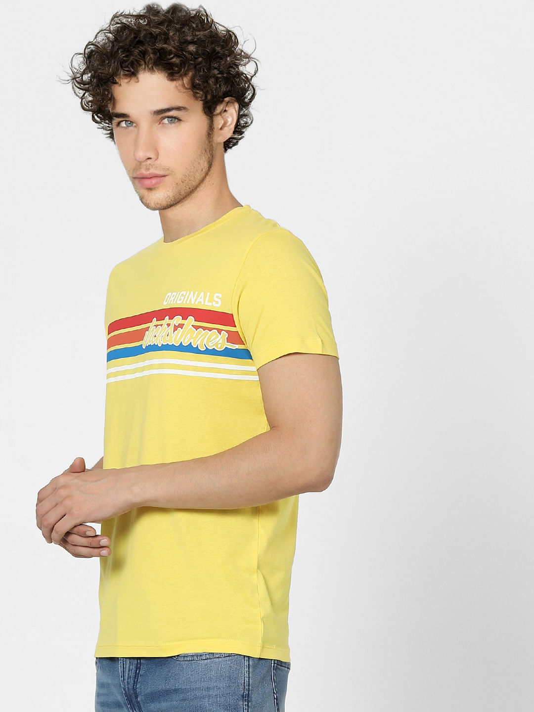 Yellow Graphic Print Crew Neck T-shirt