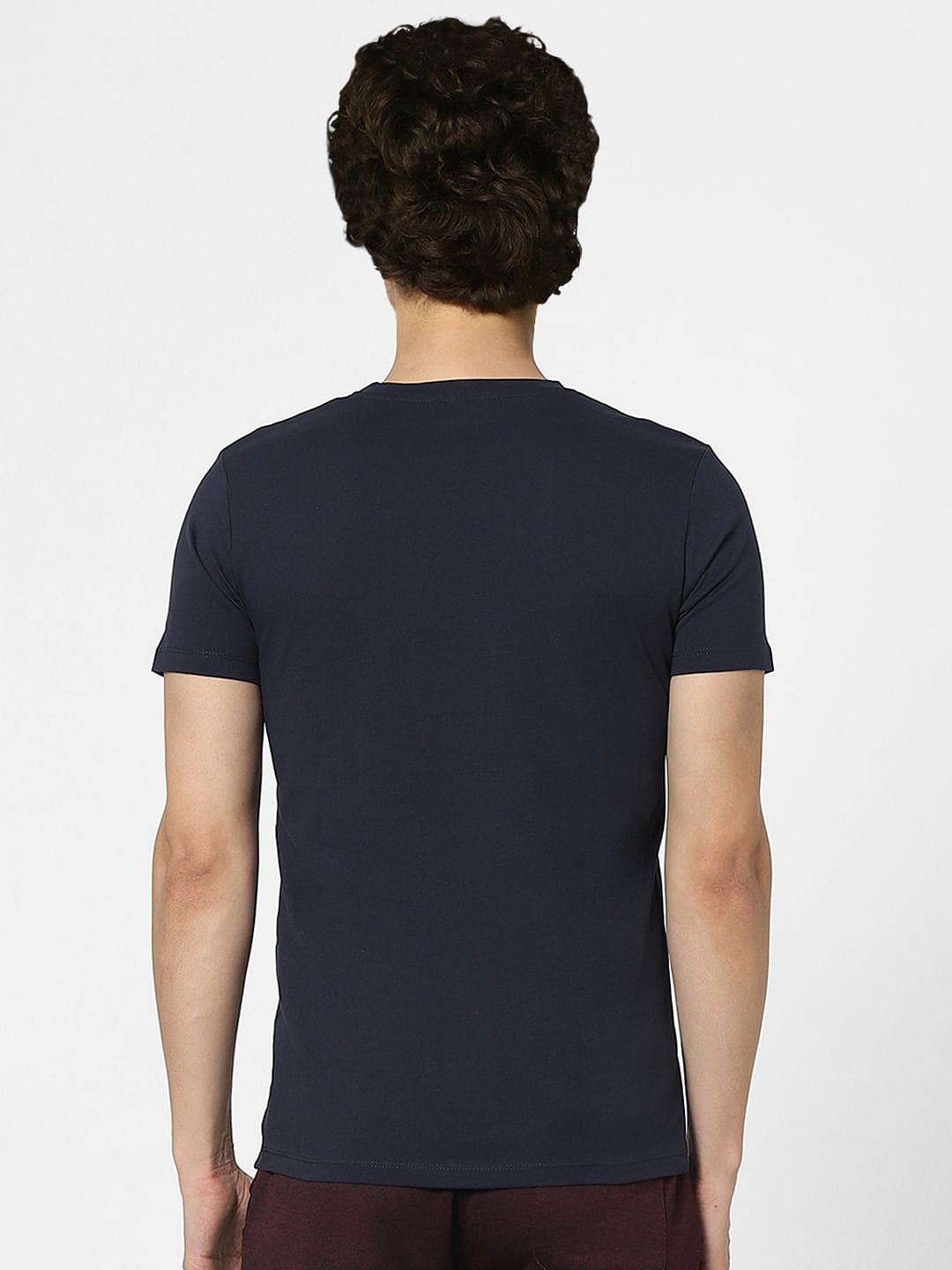 Navy Blue Graphic Print Crew Neck T-shirt