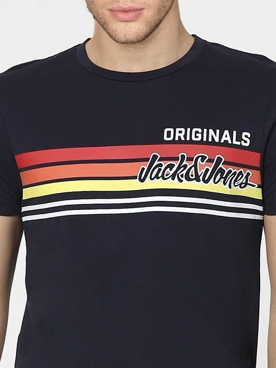 Navy Blue Graphic Print Crew Neck T-shirt