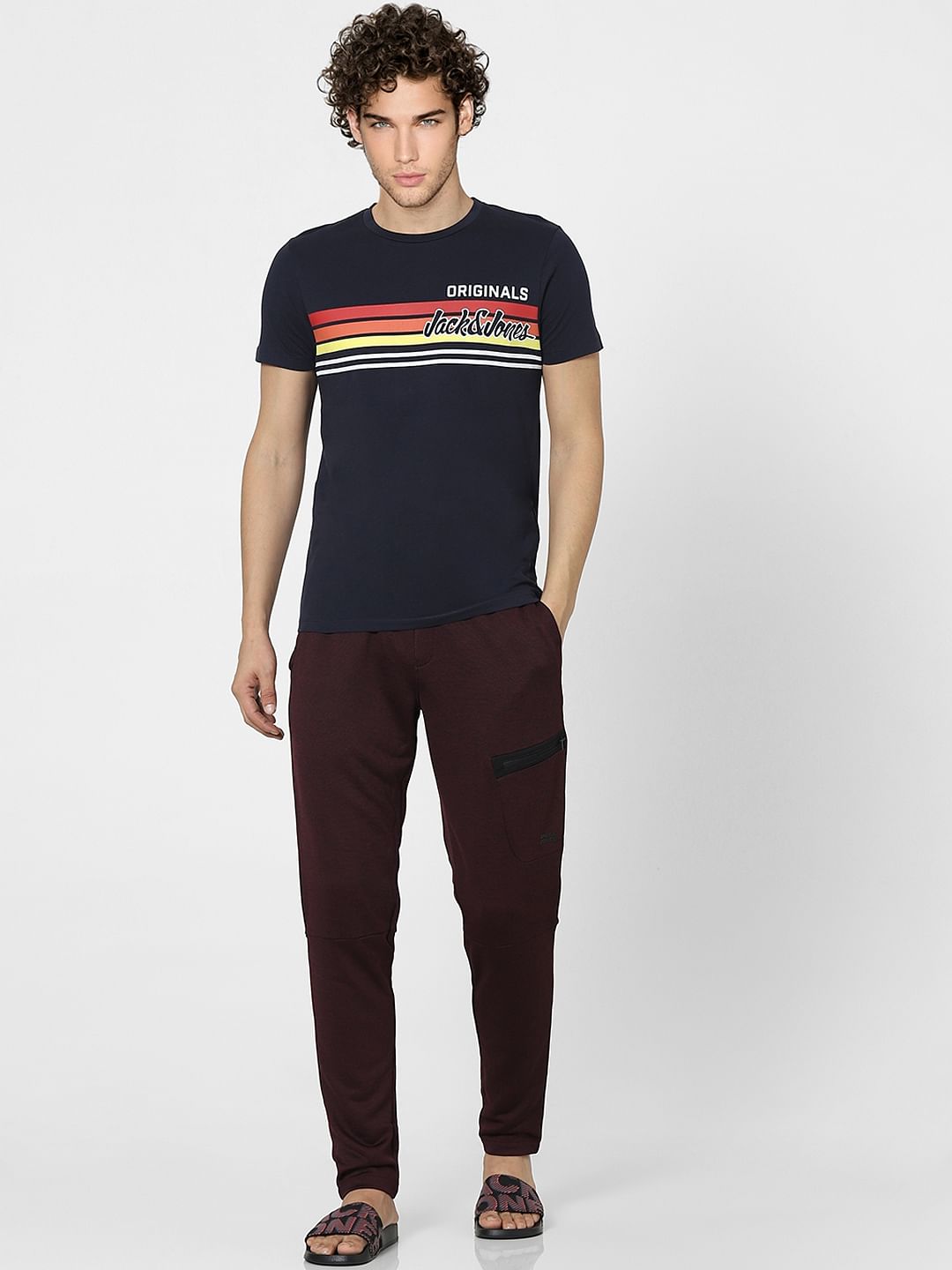 Navy Blue Graphic Print Crew Neck T-shirt