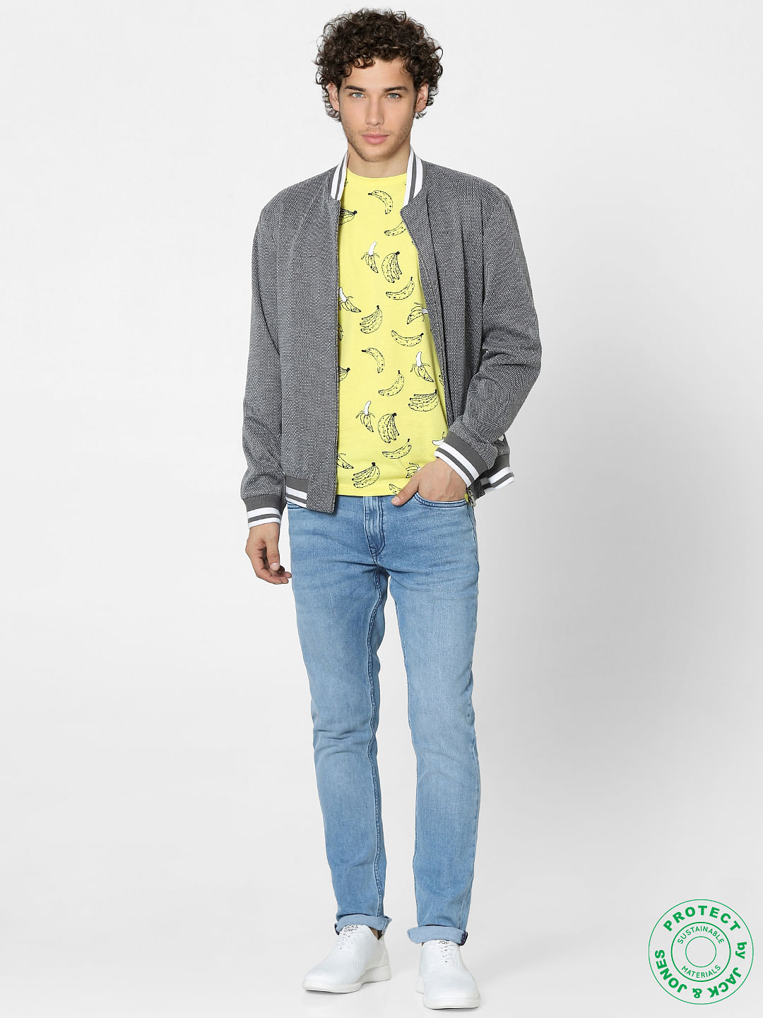 Yellow Graphic Print Crew Neck T-shirt