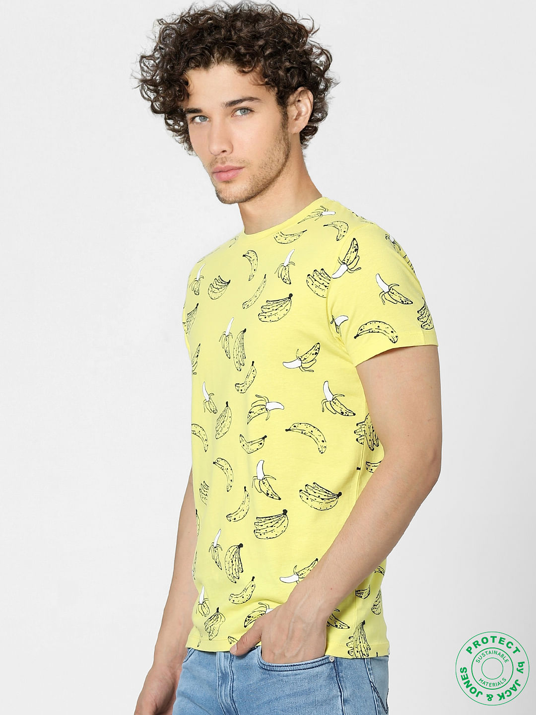 Yellow Graphic Print Crew Neck T-shirt