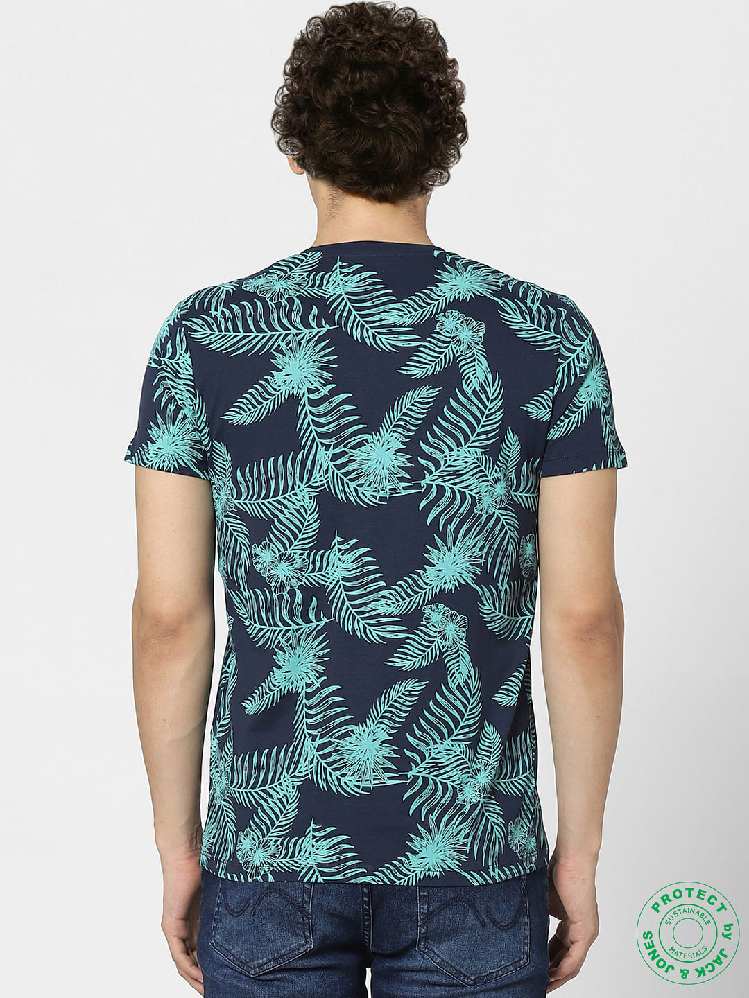 Blue Graphic Print Crew Neck T-shirt