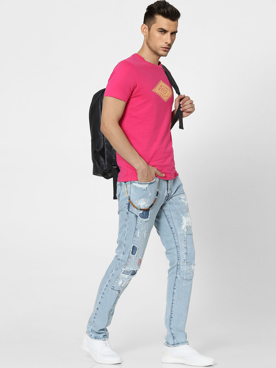 Pink Graphic Print Crew Neck T-shirt