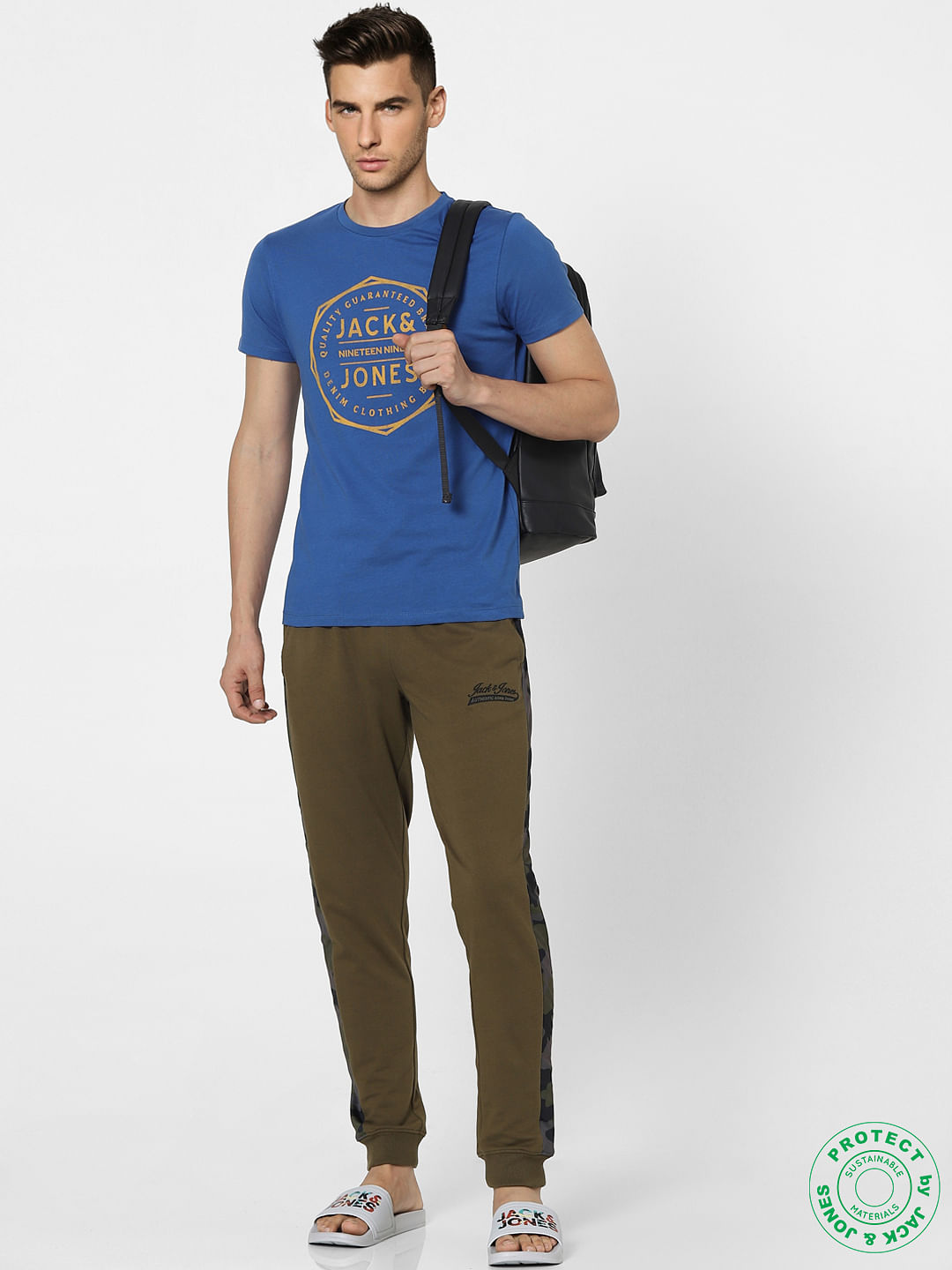 Blue Graphic Print Crew Neck T-shirt