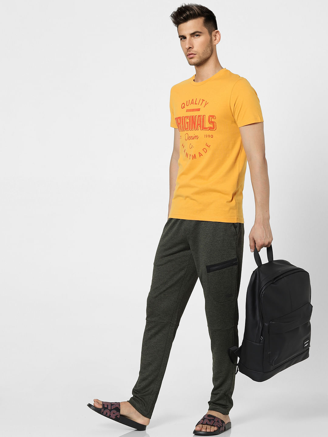 Yellow Graphic Print Crew Neck T-shirt