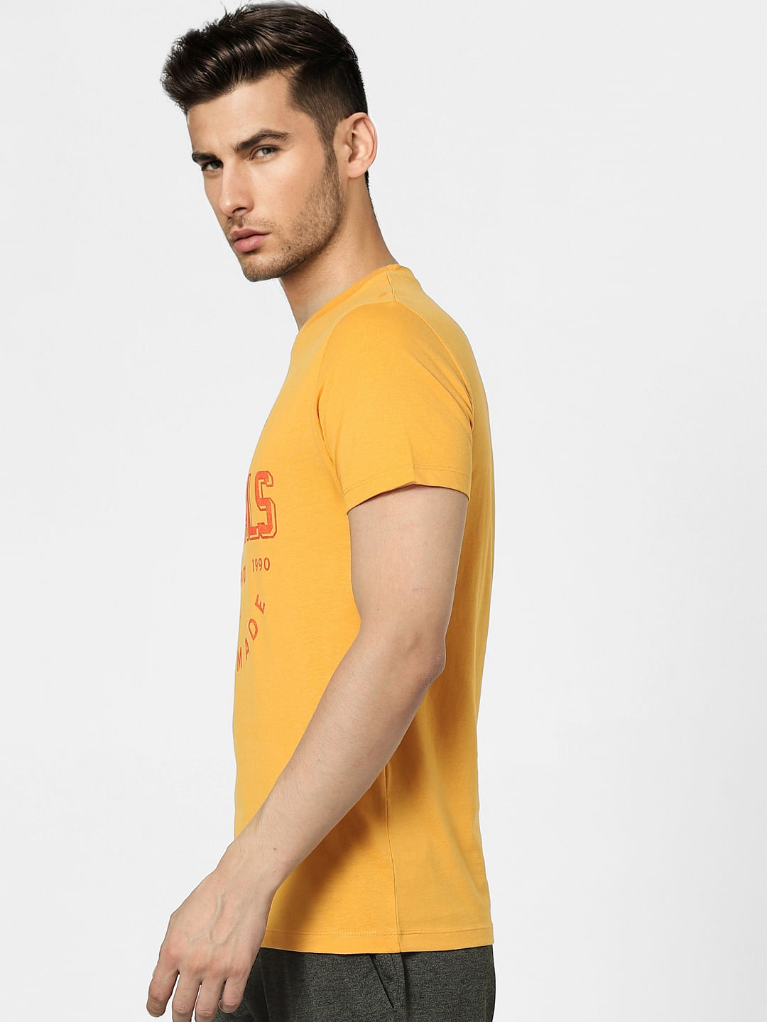 Yellow Graphic Print Crew Neck T-shirt
