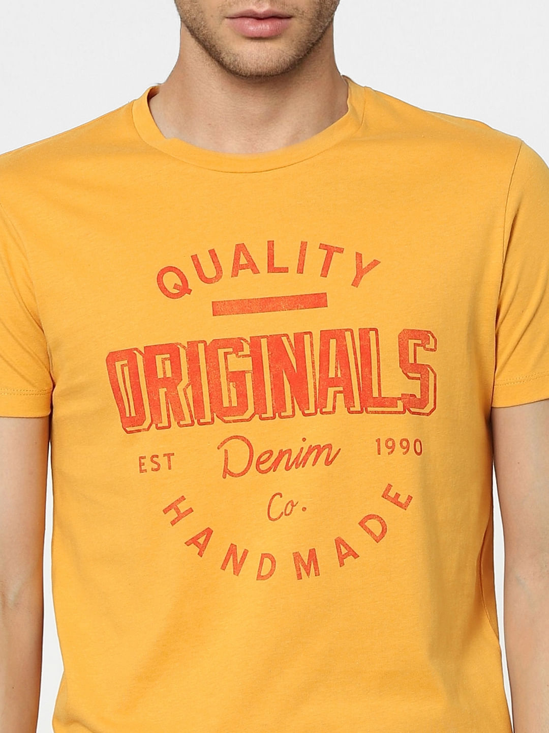 Yellow Graphic Print Crew Neck T-shirt