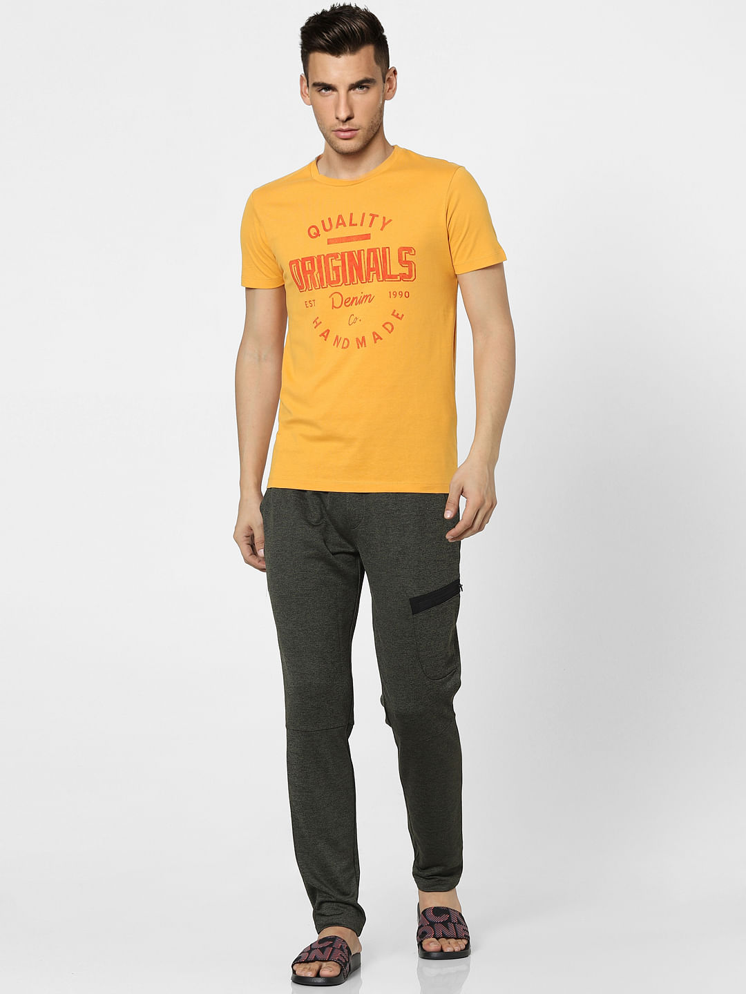 Yellow Graphic Print Crew Neck T-shirt