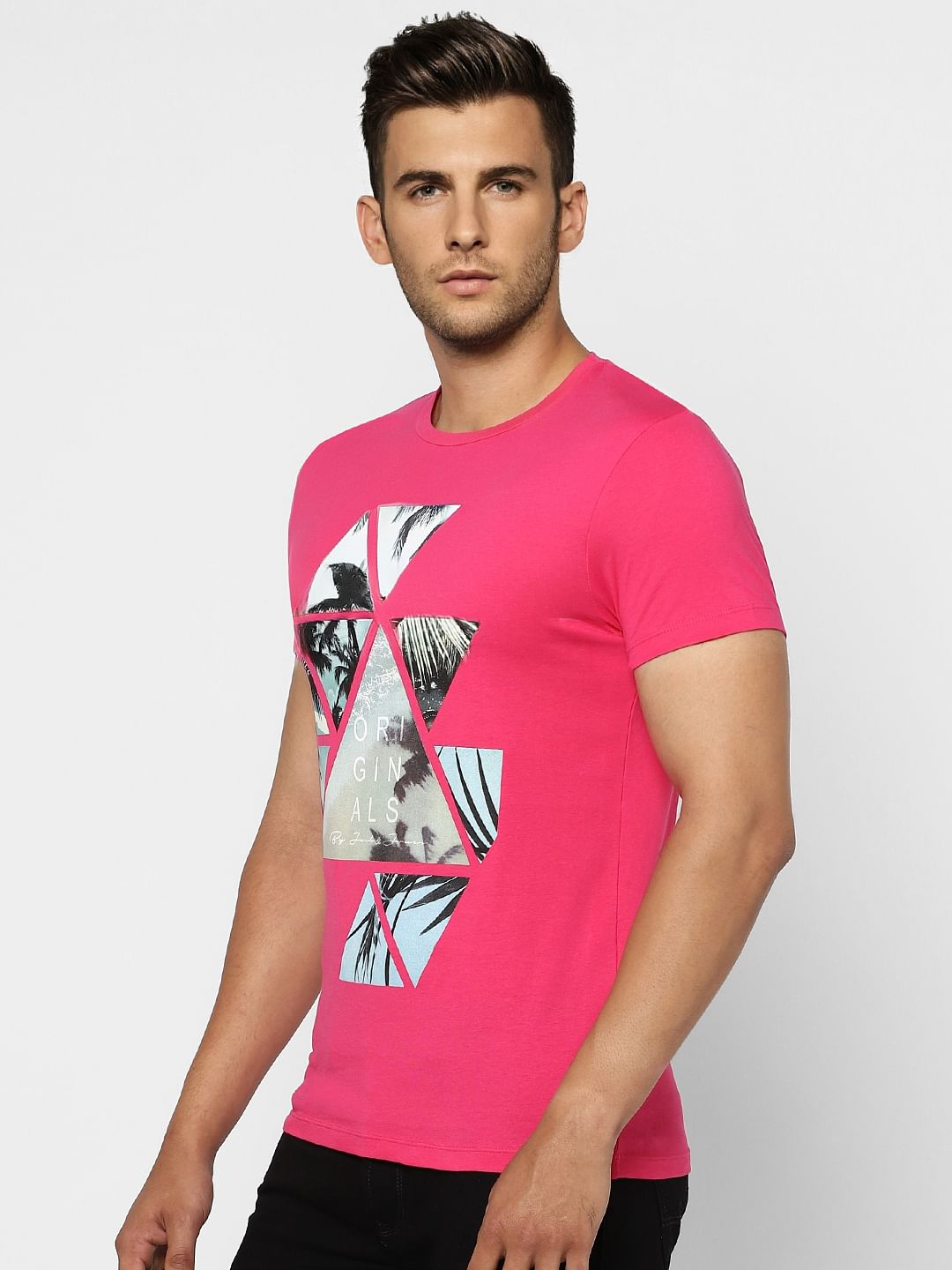 Pink Graphic Print Crew Neck T-shirt
