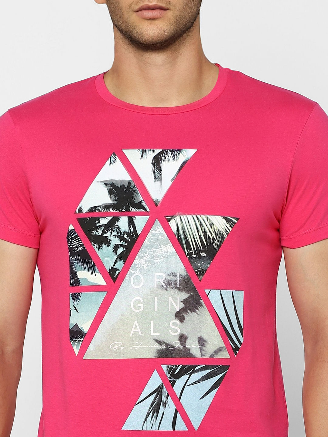 Pink Graphic Print Crew Neck T-shirt