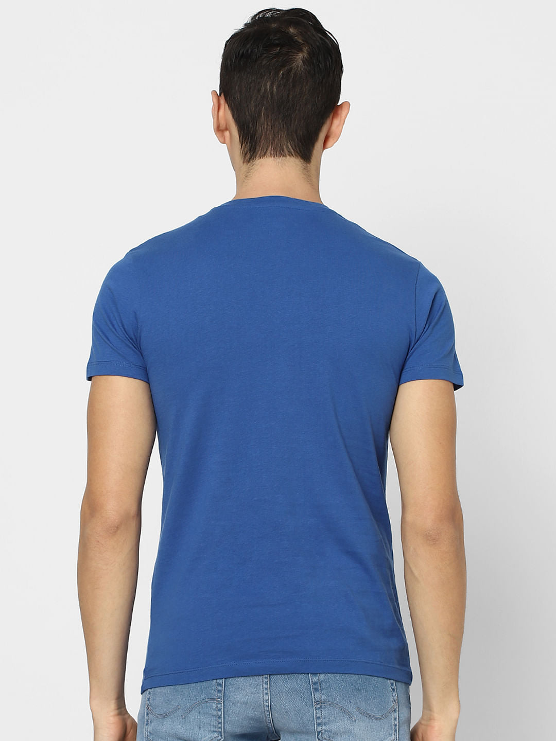 Blue Graphic Print Crew Neck T-shirt