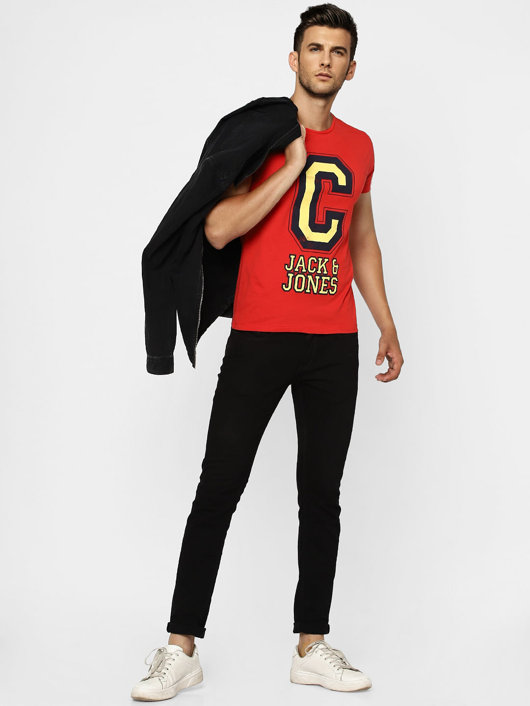 Red Graphic Print Crew Neck T-shirt