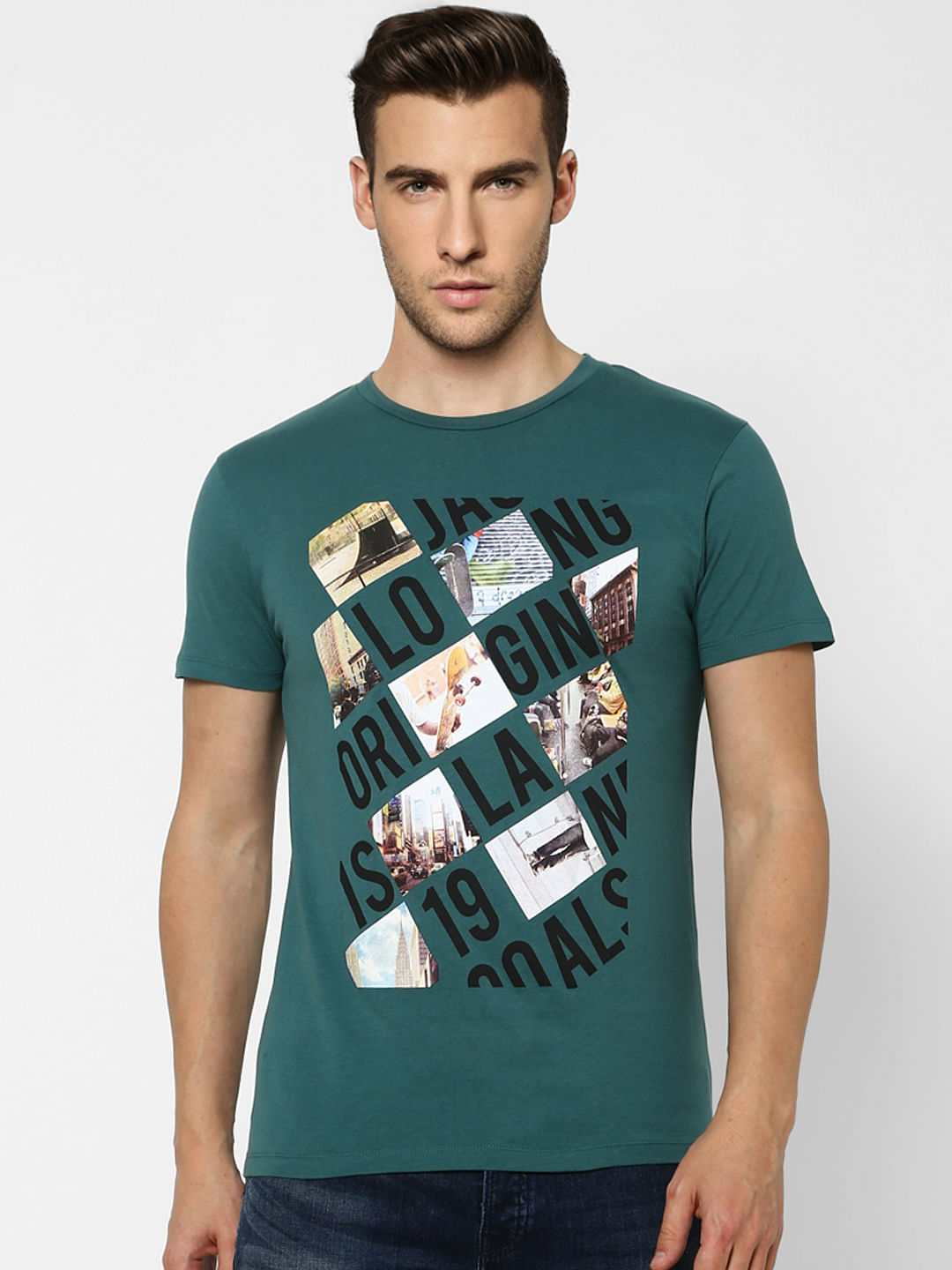 Green Graphic Print Crew Neck T-shirt