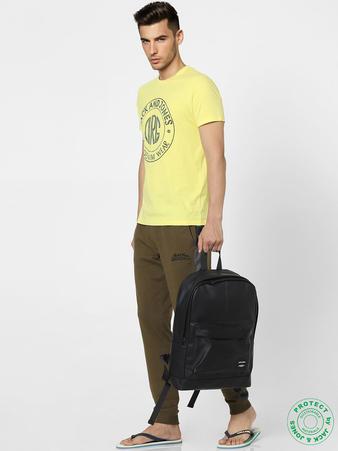 Yellow Graphic Print Crew Neck T-shirt - S